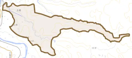 土倉とその周辺の地図。町の範囲を重ねている