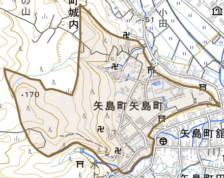 矢島町矢島町とその周辺の地図。町の範囲を重ねている