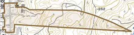 字荒町とその周辺の地図。町の範囲を重ねている