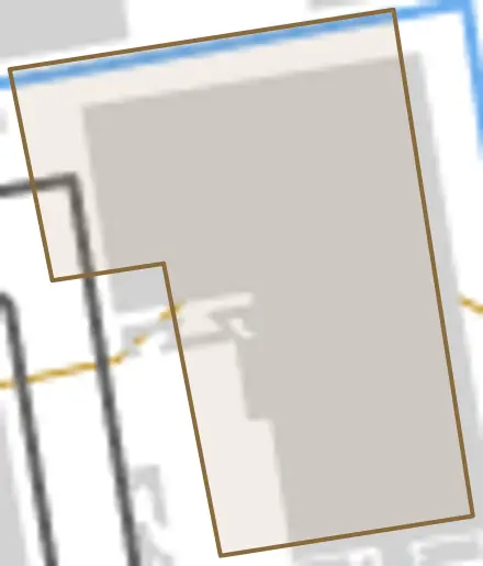 字小豆田とその周辺の地図。町の範囲を重ねている