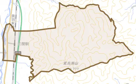 上関とその周辺の地図。町の範囲を重ねている