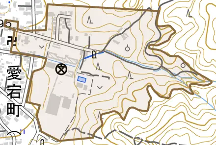 字新町とその周辺の地図。町の範囲を重ねている