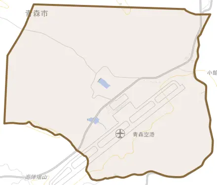 大字大谷とその周辺の地図。町の範囲を重ねている