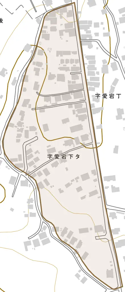 字愛宕下タとその周辺の地図。町の範囲を重ねている