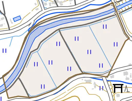 字石仏上川原とその周辺の地図。町の範囲を重ねている