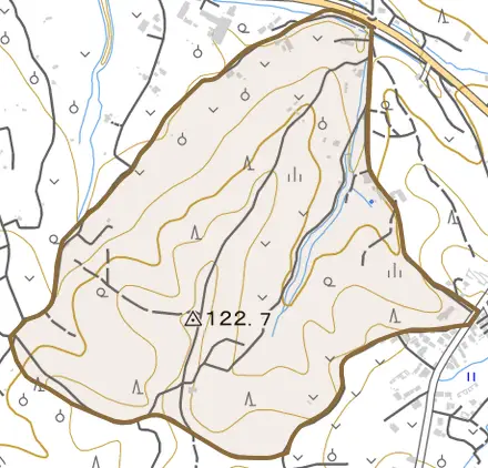 字治郎左エ門長根とその周辺の地図。町の範囲を重ねている