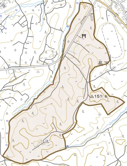 字上長下とその周辺の地図。町の範囲を重ねている