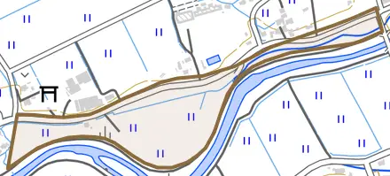 字熊野林前とその周辺の地図。町の範囲を重ねている