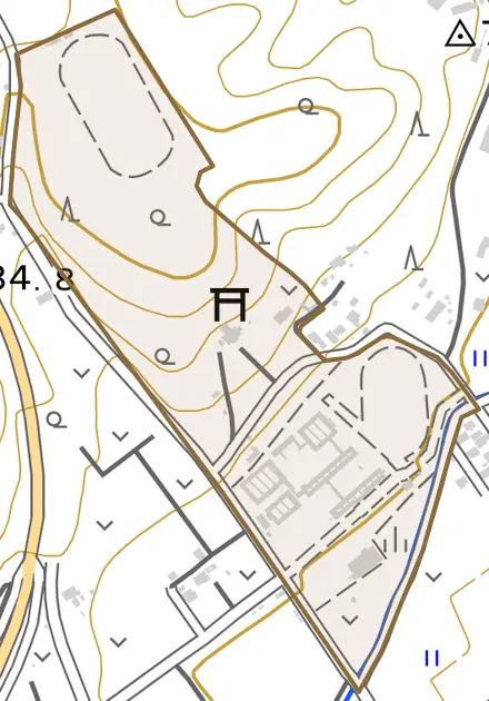 字根岸とその周辺の地図。町の範囲を重ねている