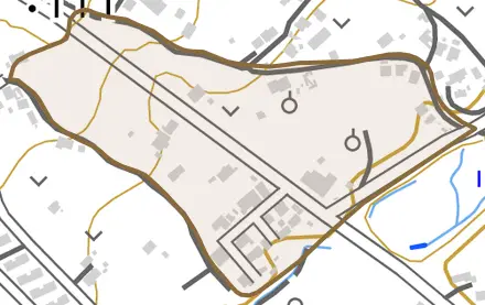 字大渡とその周辺の地図。町の範囲を重ねている