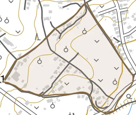 字新蔵長根とその周辺の地図。町の範囲を重ねている
