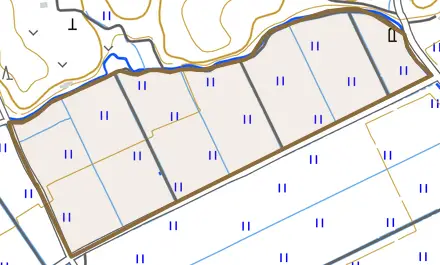 字幸ノ神前とその周辺の地図。町の範囲を重ねている
