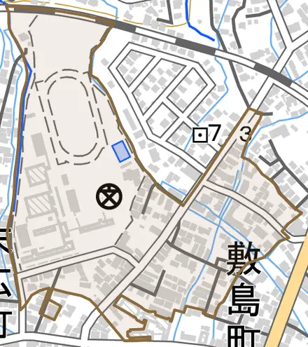 字中平井町とその周辺の地図。町の範囲を重ねている