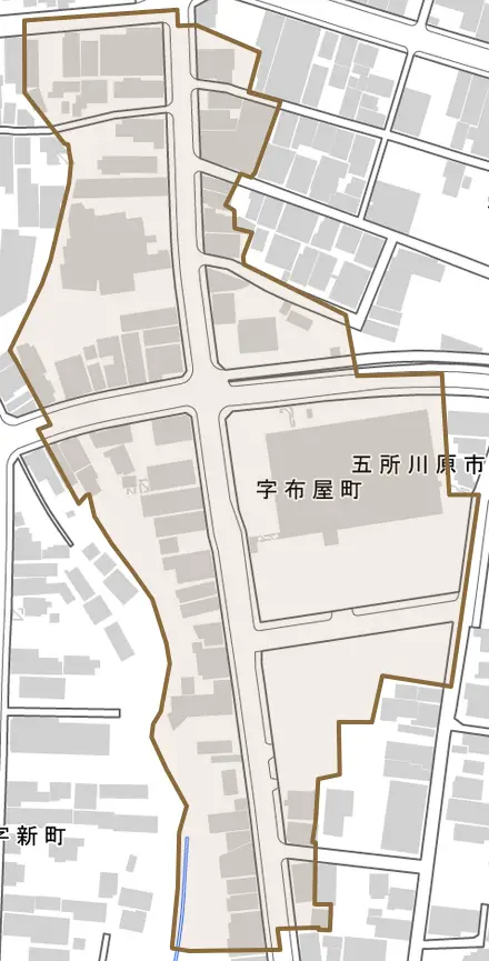 字布屋町とその周辺の地図。町の範囲を重ねている