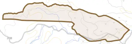 大字大助とその周辺の地図。町の範囲を重ねている