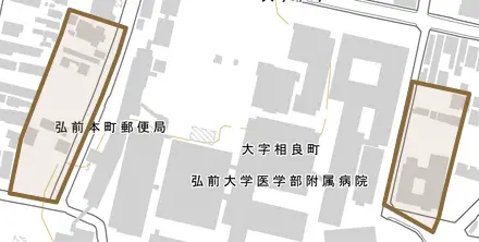 大字相良町とその周辺の地図。町の範囲を重ねている