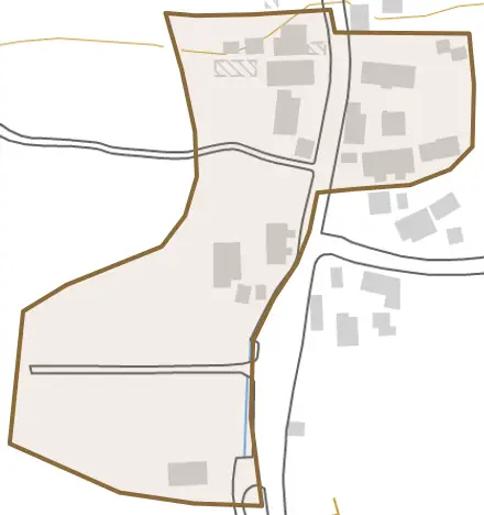 大字土矢倉とその周辺の地図。町の範囲を重ねている
