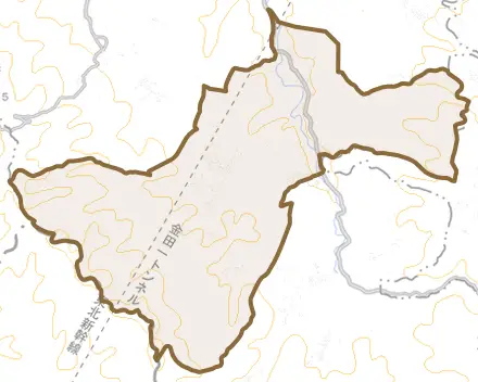 大字鳥舌内とその周辺の地図。町の範囲を重ねている