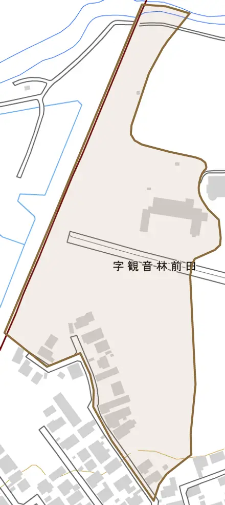 字観音林前田とその周辺の地図。町の範囲を重ねている