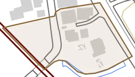 字下河渡頭とその周辺の地図。町の範囲を重ねている