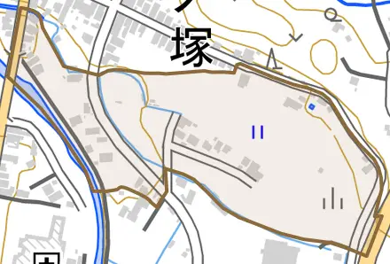 字下前田とその周辺の地図。町の範囲を重ねている