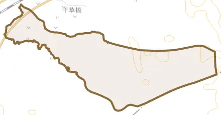 字大谷地東沢とその周辺の地図。町の範囲を重ねている