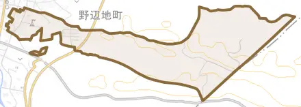 字寺ノ沢とその周辺の地図。町の範囲を重ねている
