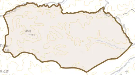 大字蛇沼とその周辺の地図。町の範囲を重ねている