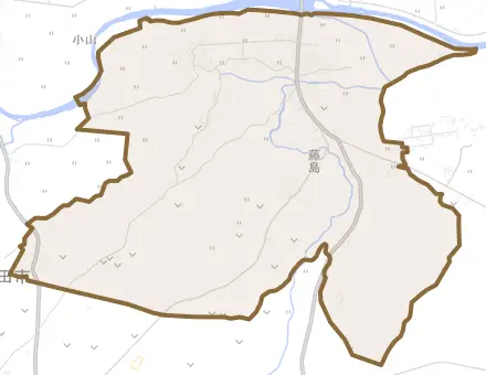 大字藤島とその周辺の地図。町の範囲を重ねている