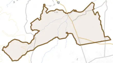 大字洞内とその周辺の地図。町の範囲を重ねている