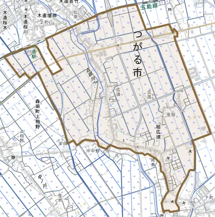 柏広須とその周辺の地図。町の範囲を重ねている
