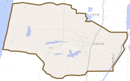 木造筒木坂とその周辺の地図。町の範囲を重ねている