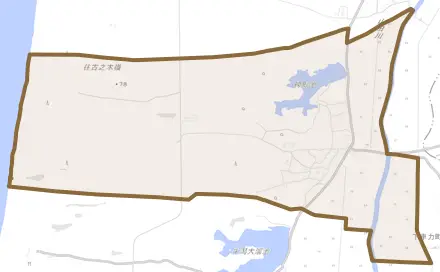車力町とその周辺の地図。町の範囲を重ねている