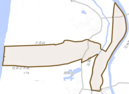 豊富町とその周辺の地図。町の範囲を重ねている