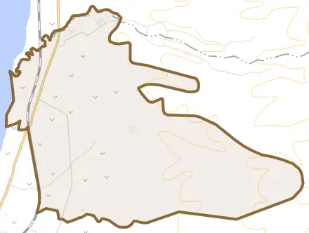 林尻とその周辺の地図。町の範囲を重ねている