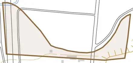 中田ノ沢とその周辺の地図。町の範囲を重ねている
