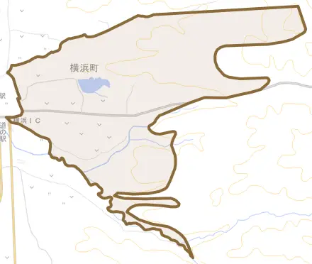 太郎須田とその周辺の地図。町の範囲を重ねている