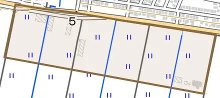 新木村下とその周辺の地図。町の範囲を重ねている