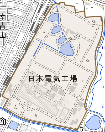 日の出とその周辺の地図。町の範囲を重ねている