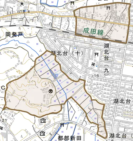 都部とその周辺の地図。町の範囲を重ねている