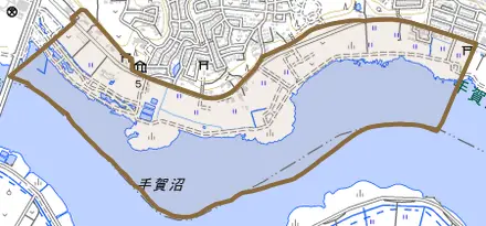 高野山新田とその周辺の地図。町の範囲を重ねている