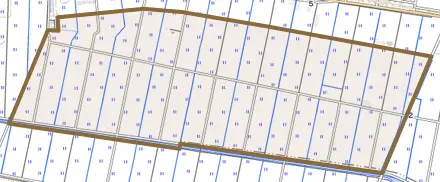 中沼田とその周辺の地図。町の範囲を重ねている