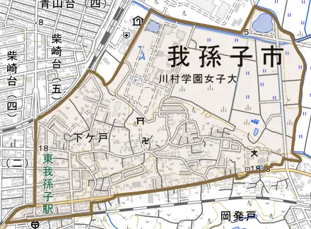下ケ戸とその周辺の地図。町の範囲を重ねている