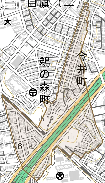 今井町とその周辺の地図。町の範囲を重ねている