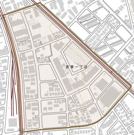 若草とその周辺の地図。町の範囲を重ねている