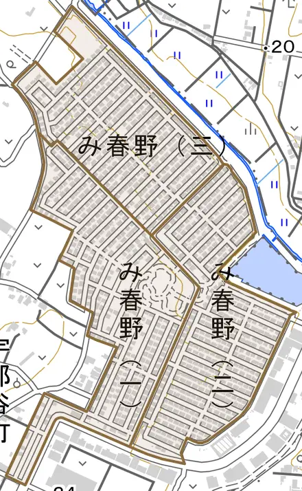 み春野とその周辺の地図。町の範囲を重ねている