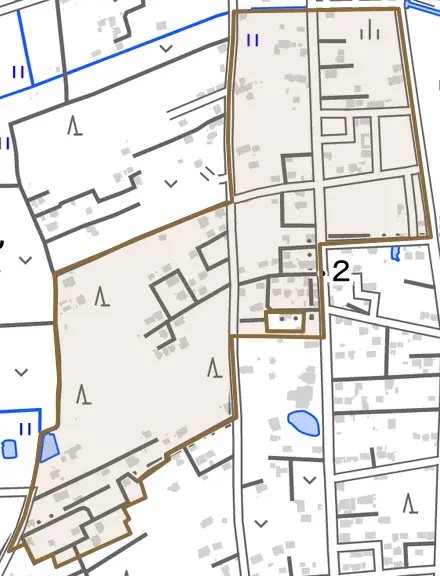 一松乙とその周辺の地図。町の範囲を重ねている