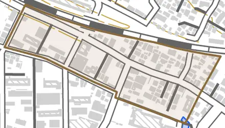 海神町東とその周辺の地図。町の範囲を重ねている