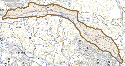 片又木とその周辺の地図。町の範囲を重ねている