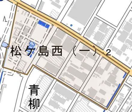 松ケ島西とその周辺の地図。町の範囲を重ねている